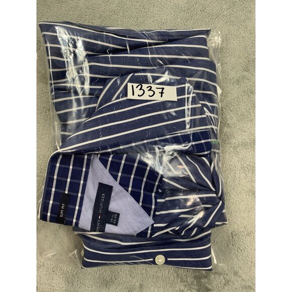 Tommy Hilfiger Slim Fit Men's 17 1/2 34-35 Striped Button Down Dress Shirt - Picture 8 of 8